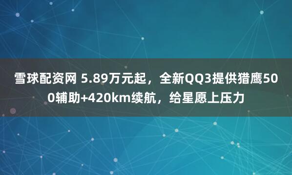 雪球配资网 5.89万元起,全新QQ3提供猎鹰500辅助+420km续航,给星愿上压力